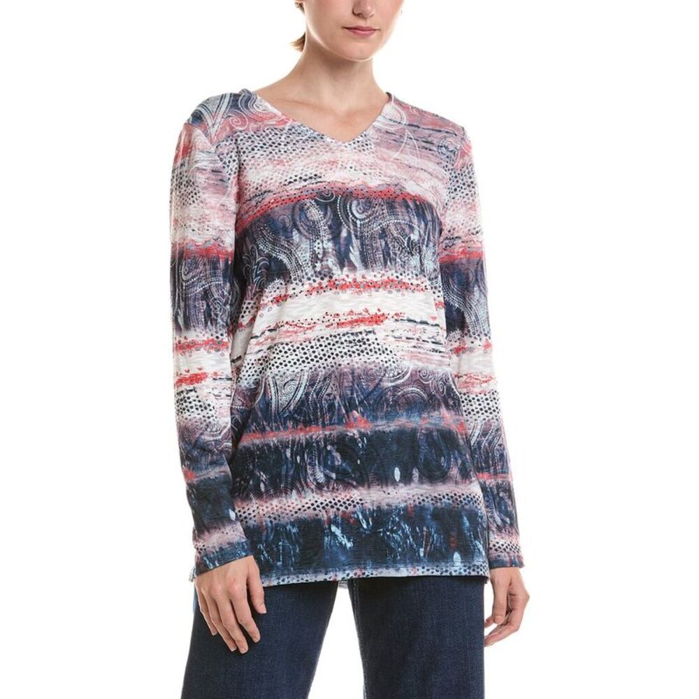 Picadilly Womens  V-Neck Printed Top, Blue